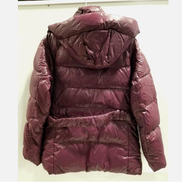 VTG THE NORTH FACE Goose Down Hooded Puffer Jacket Coat Burgundy Belted Women XL - Picture 4 of 8